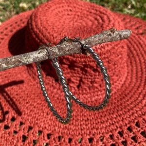 Silver Twisted Hoop Earrings